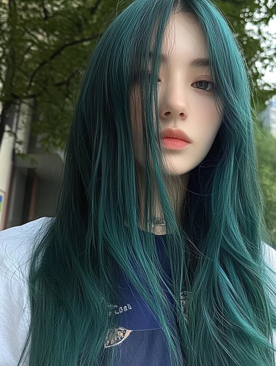 墨绿色发色打破沉闷的最佳选择