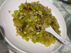雪菜毛豆炒肉丝-阿红私房菜