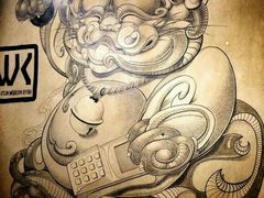 店主画的招财猫-HIHE Bistro·Oyster Bar(华熙live店)