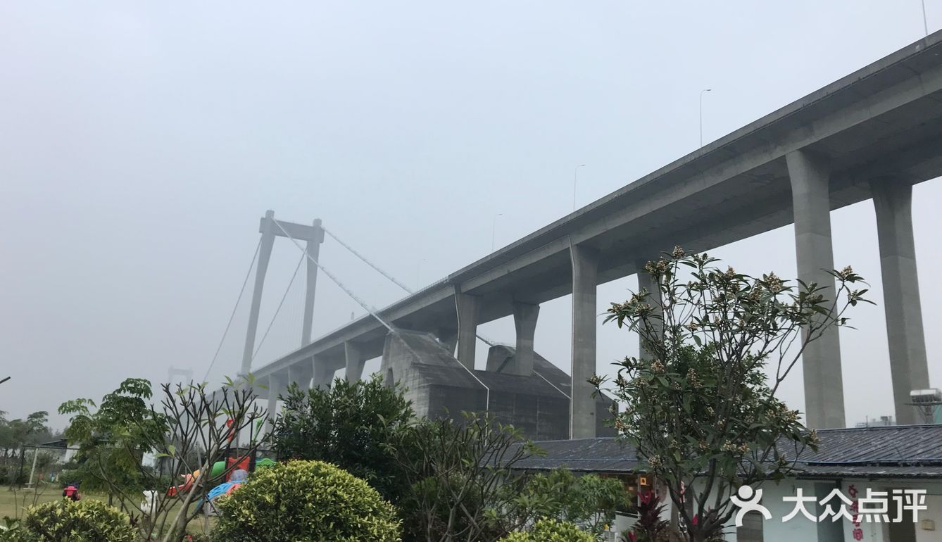 在高架桥下的农庄，抬头往上遥望大桥，非常庞大