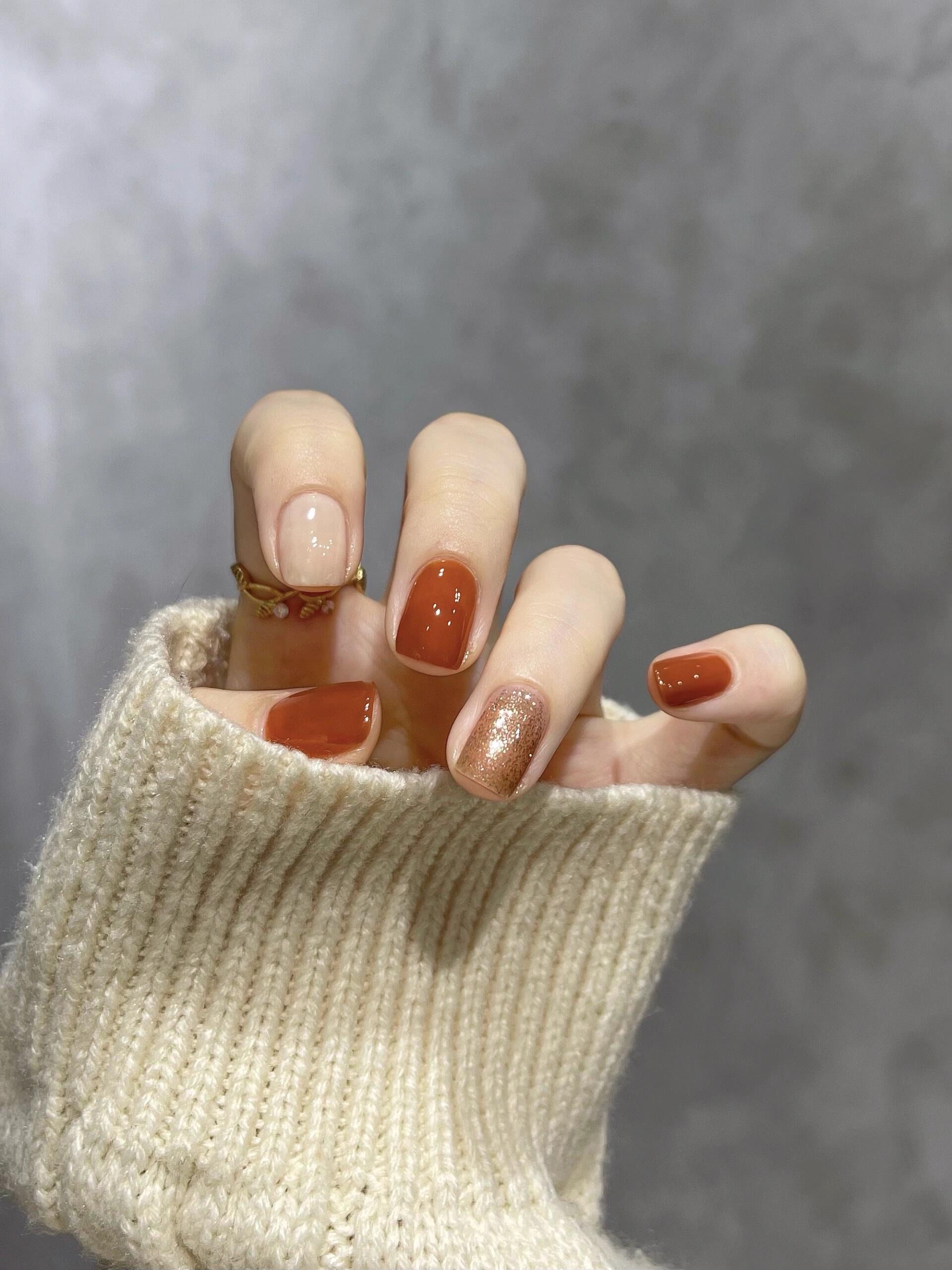 秋日绝配!南瓜色美甲美炸啦