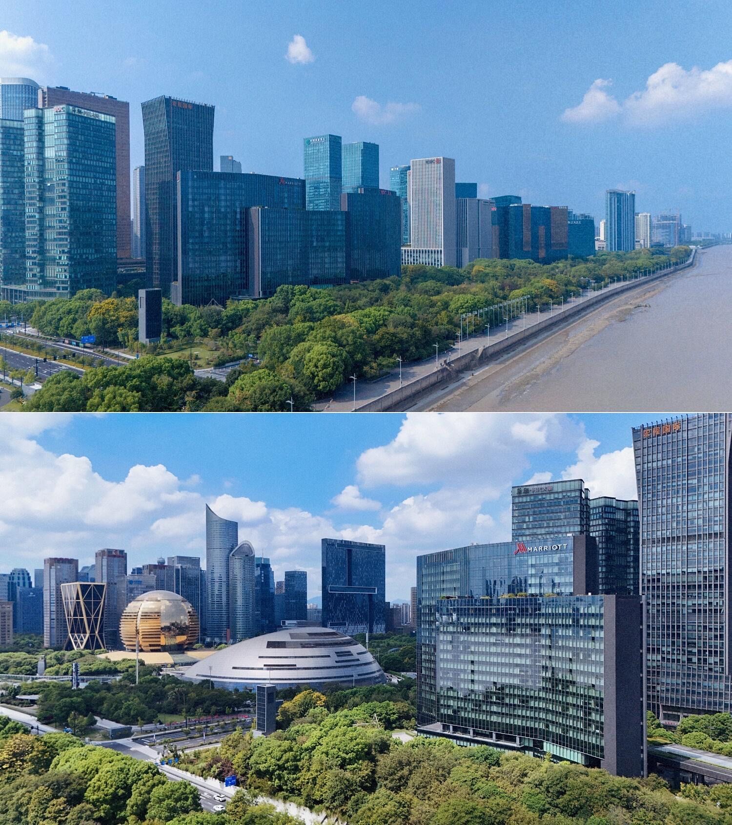 这里是杭州的城市cbd,高楼林立,现代气息扑面而来,展现出一幅充满活力