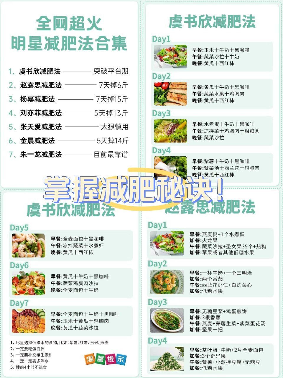 明星减肥食谱大集合!