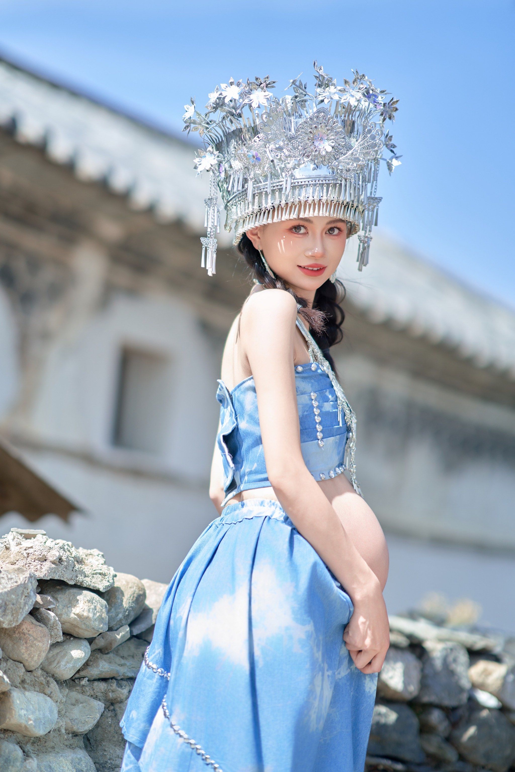 三胎妈妈的民族风孕妇照