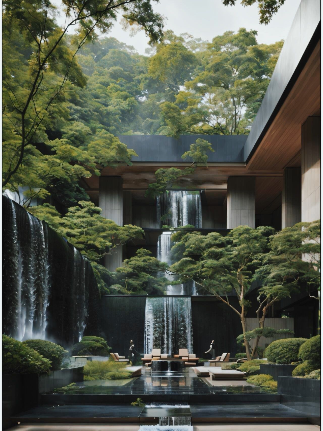 院子里不得有个瀑布啊