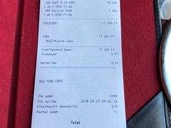 账单-纽约咖啡馆