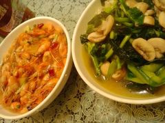 油爆虾，青菜炒蘑菇-旺山·浪头人家