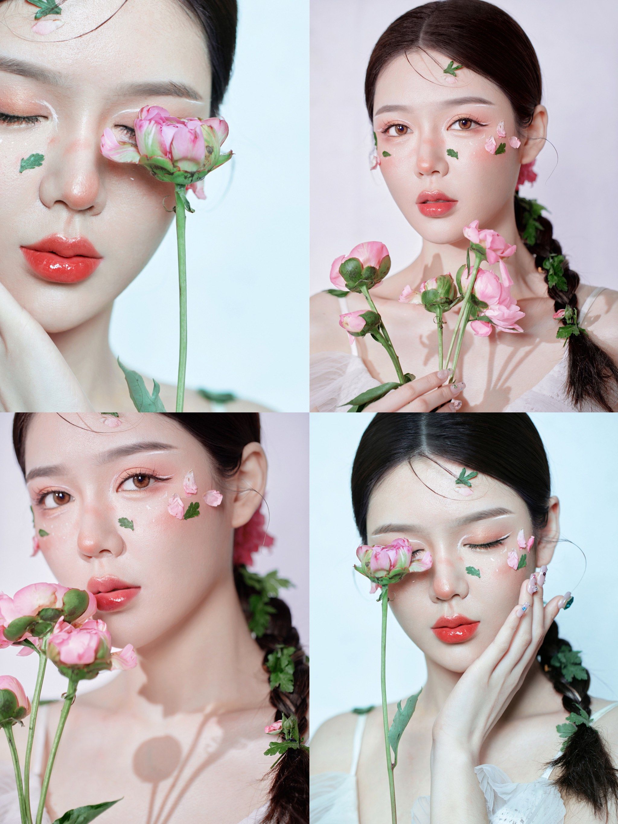 审美提升 创意鲜花贴面造型✨纯欲氛围感妆面