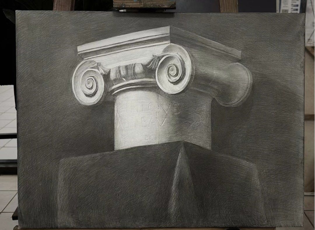 小学生画的罗马柱素描,画画选方圆画室