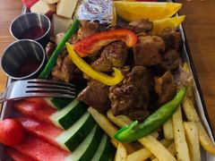双拼烤盘（鸡腿肉+西冷牛排肉）-Thanks美式餐厅(汉堡咖啡店)
