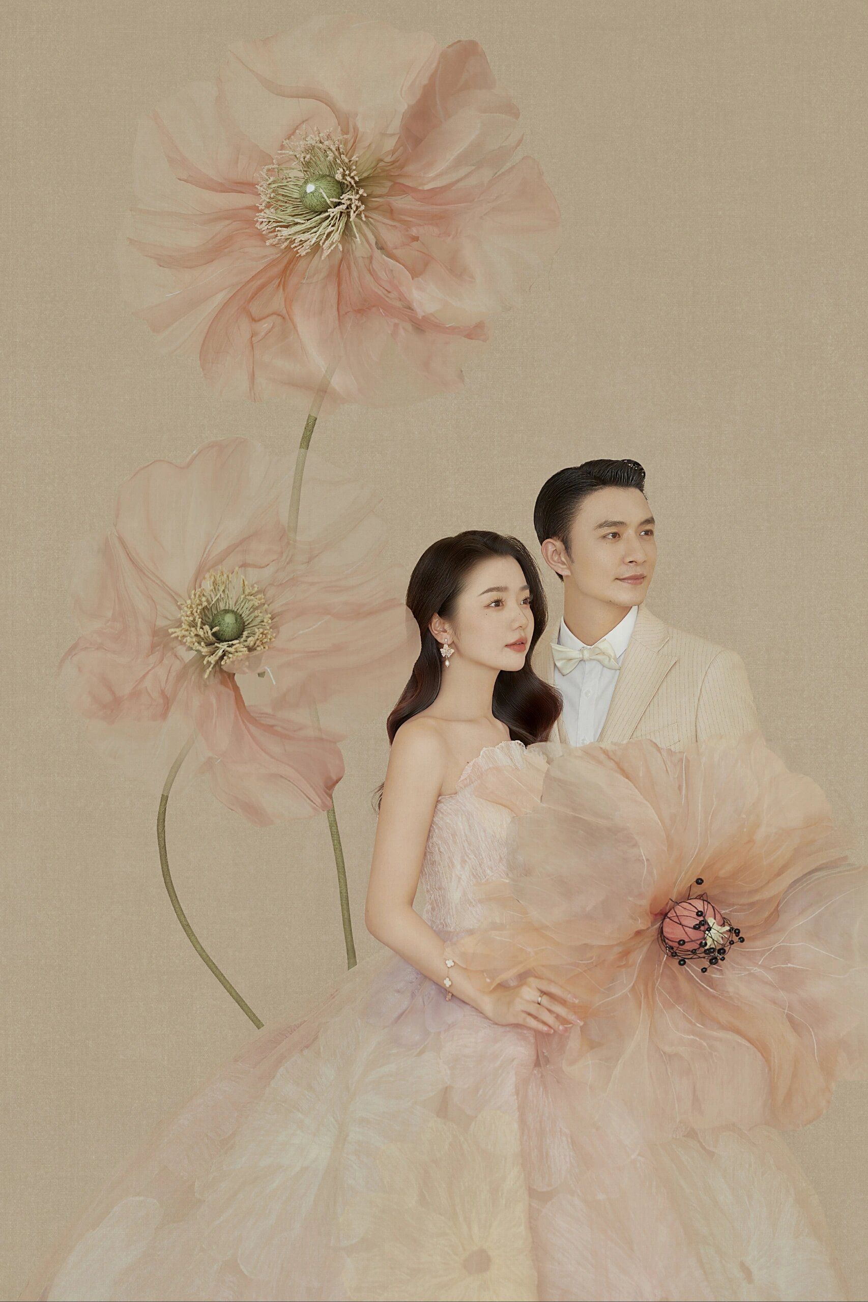 这组工笔画婚纱照真的绝