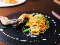 烤大虾配意大利面-卡本妮法餐厅·北京和平宾馆