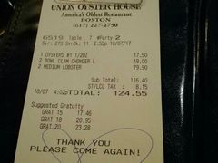 账单-Union Oyster House