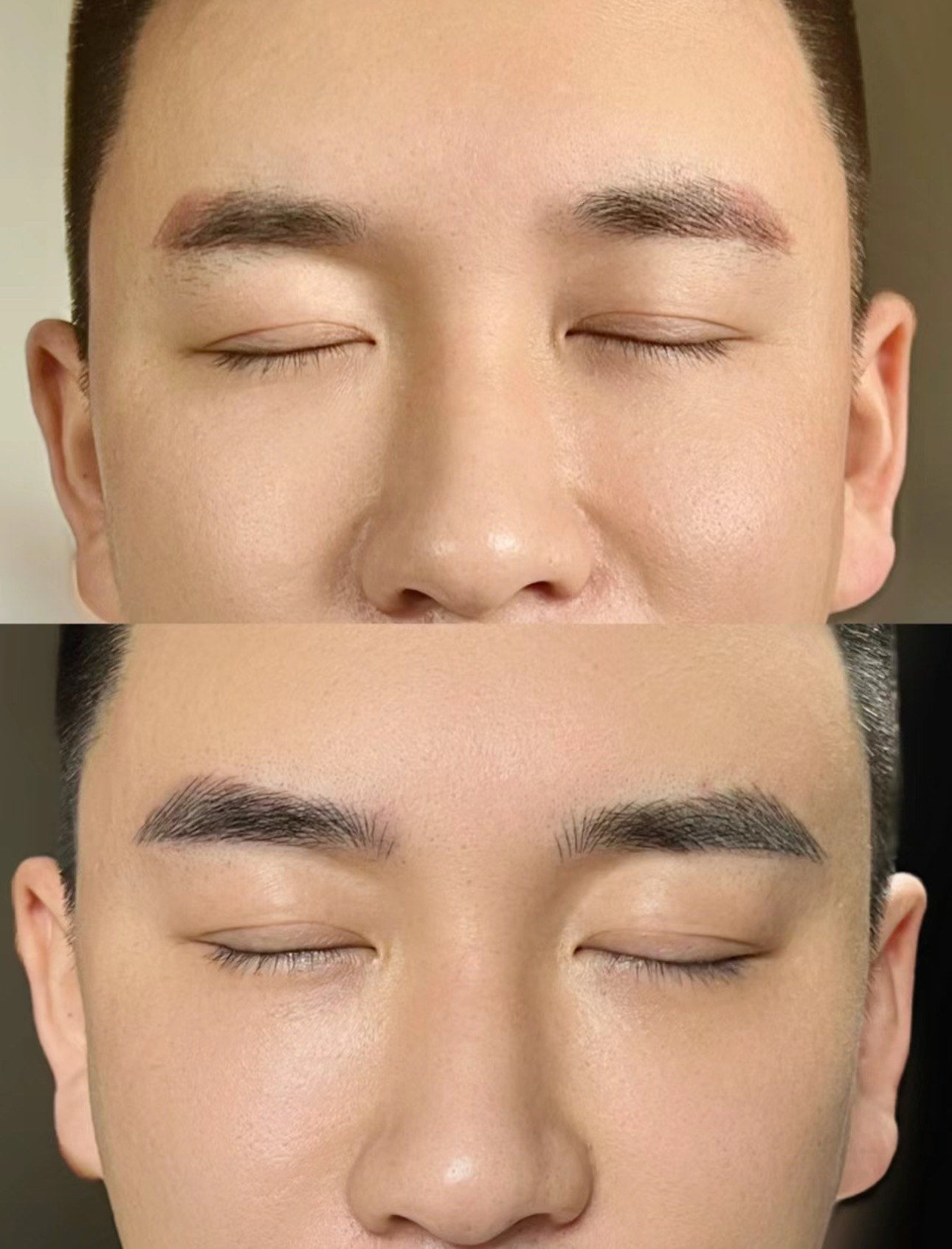 男生野生眉前后对比