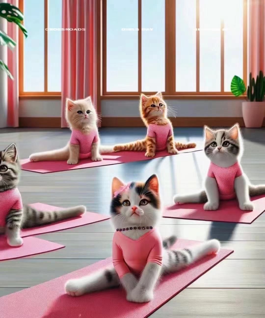 练瑜伽的小猫咪