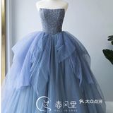 冰蓝色轻奢定制款小礼服