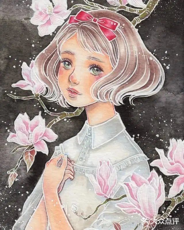 美不胜收，花瓣萦绕的小姐姐