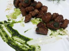 黑椒青酱牛肉粒-将相和·海鲜蒸饺大连菜