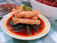 时令皮蛋拌馓子-靓靓蒸虾(中山里店)
