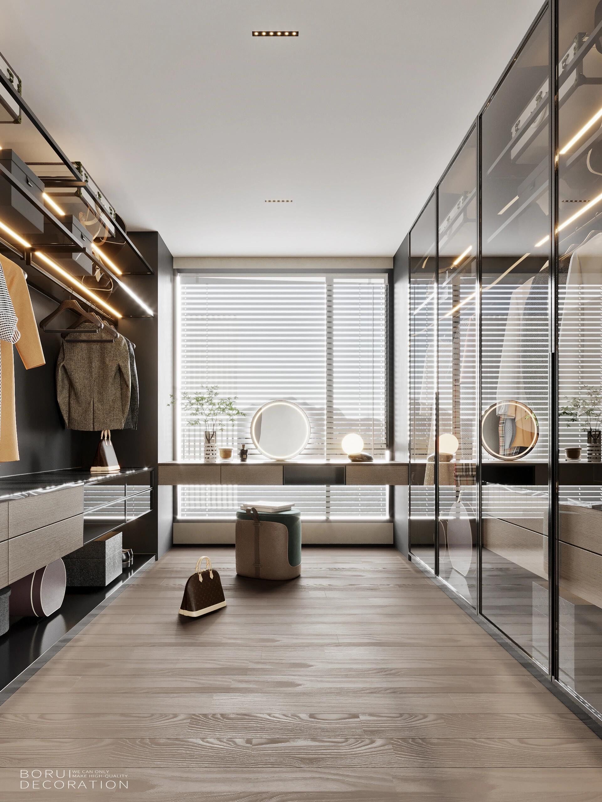 拥有梳妆台的衣帽间设计,没有女生可以拒绝