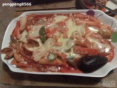 奶酪海鲜炒米条-包装马车·韩国料理·포장마차