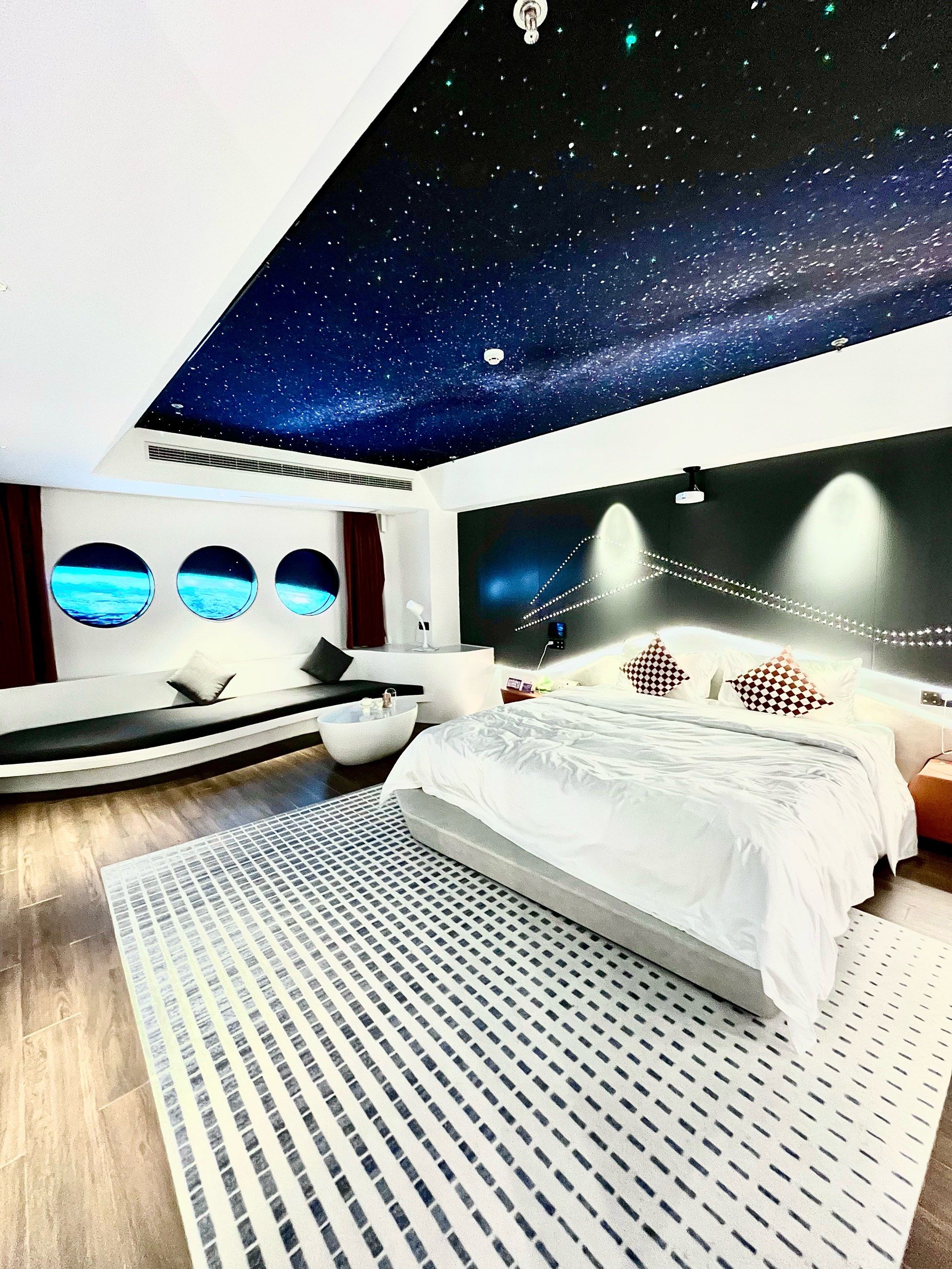 🏠房间设备
我们定的是太空主题房,晚上还能看到星空顶超浪漫💕