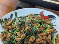 韭菜炒河虾仔-香竹农庄•传统竹筒饭(十年店)