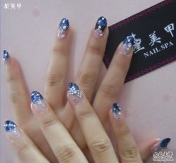 蓝色渐进-星美甲