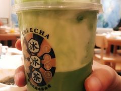 三杯抹茶冰冰茶-LELECHA乐乐茶(上海五角场万达广场店)