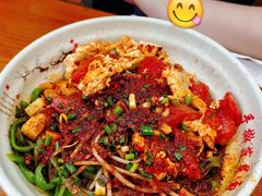 番茄鸡蛋油泼面-手擀菠菜面(西康路店)