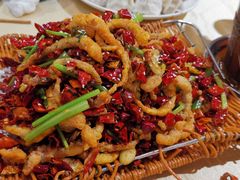 干煸鱿鱼须-大眼锅贴水饺(河东店)