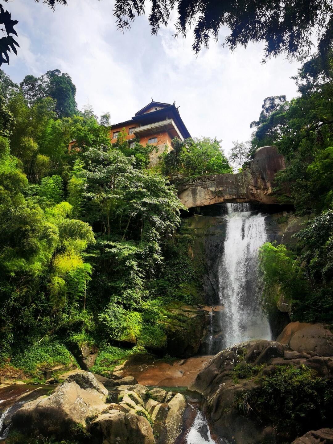 石梁飞瀑 还原疑是银河落九天的真实‼️