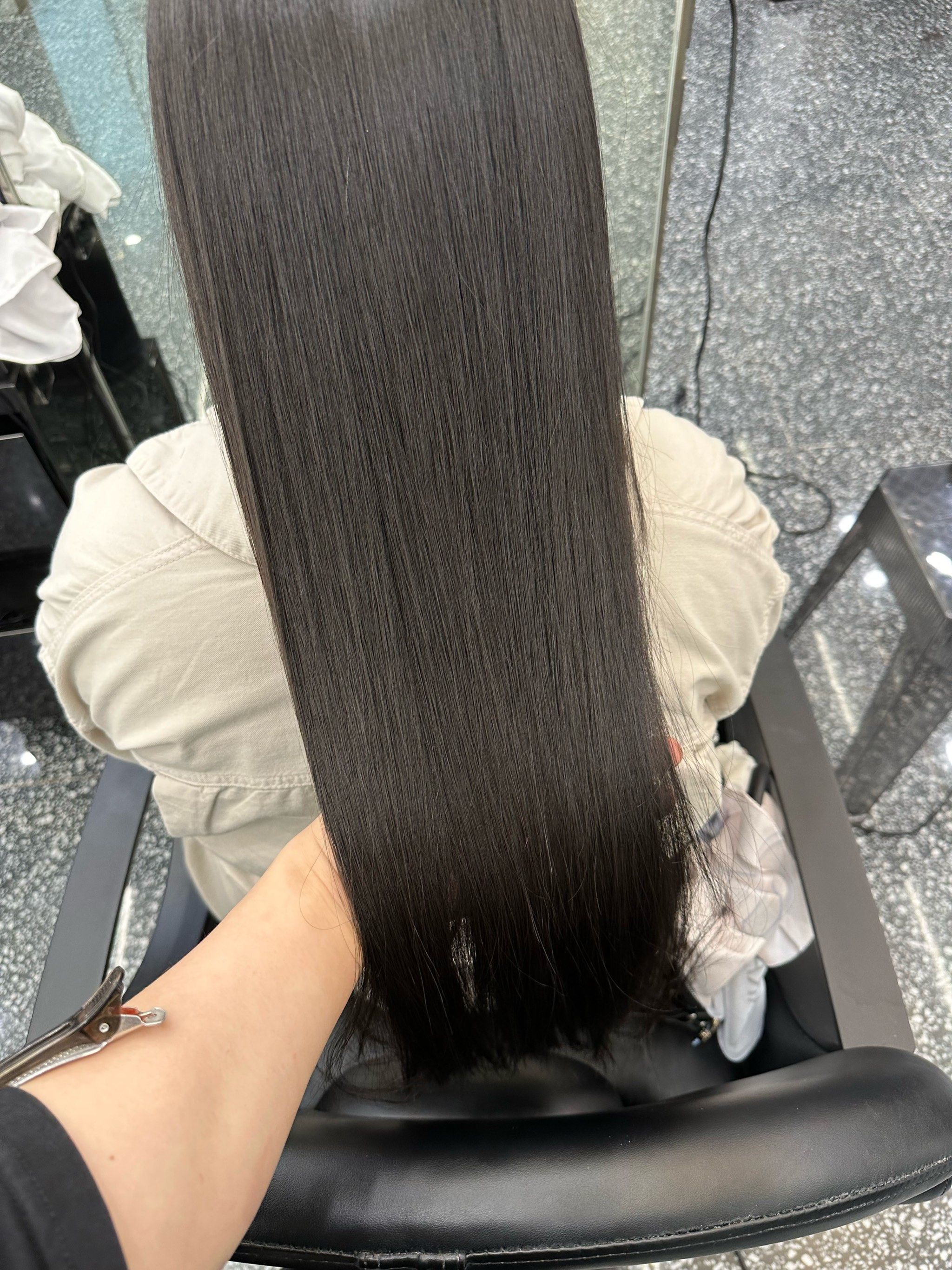 温柔黑长直 染发