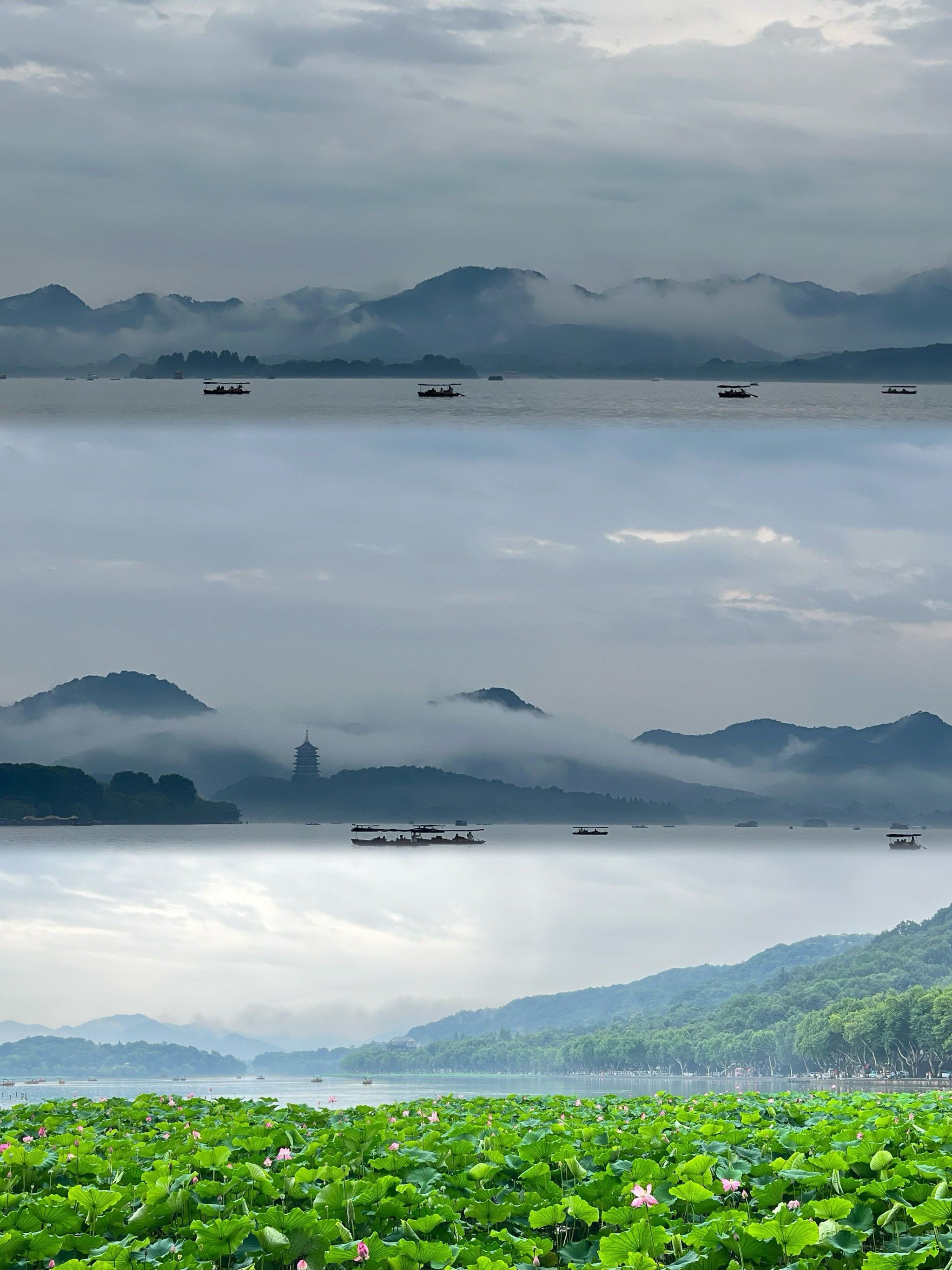 湖光山色如画 雨天的西湖