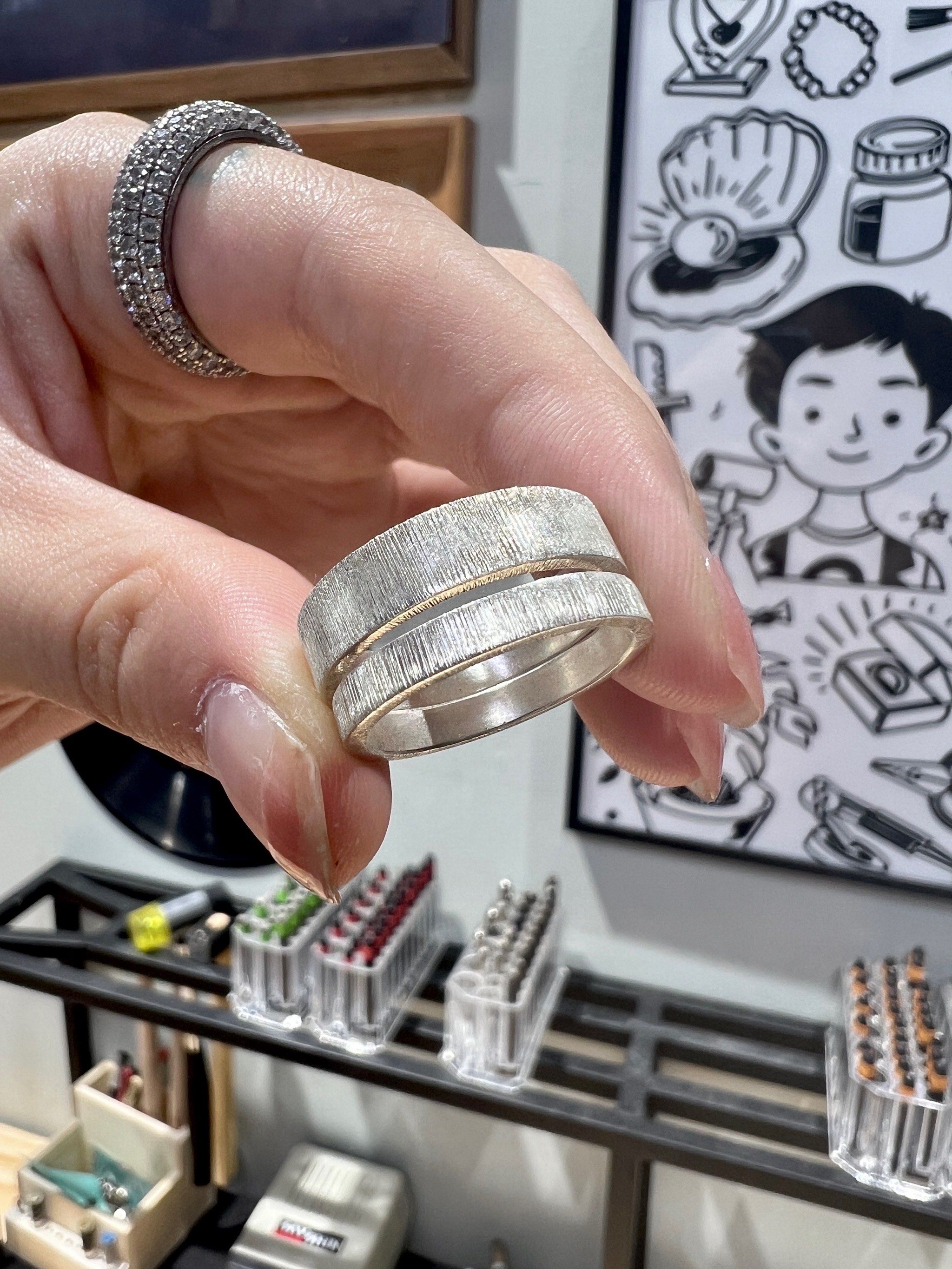 经典素款拉丝银戒指 | 徐州diy