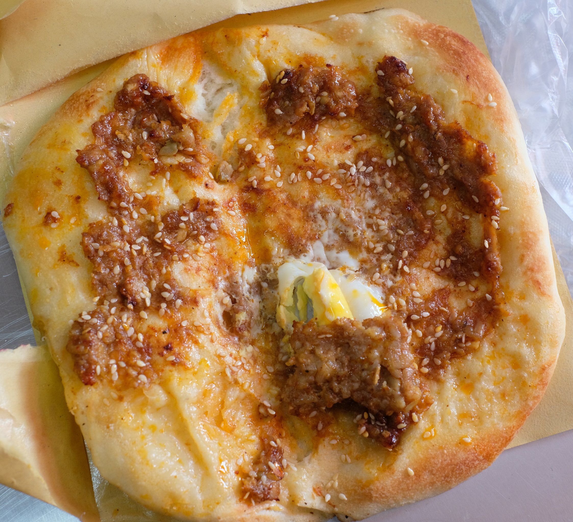 武大郎烧饼水清路店,颇有东方披萨的神韵.