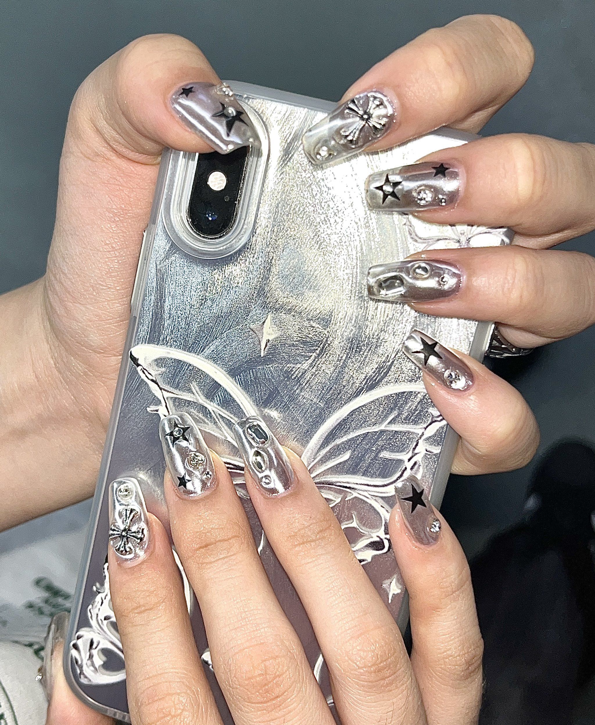 超酷星星魔镜粉美甲9799