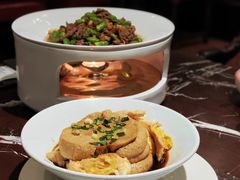 杭椒爆炒牛肉与荷包蛋炖素鸡-新白鹿餐厅(爱琴海购物中心店)