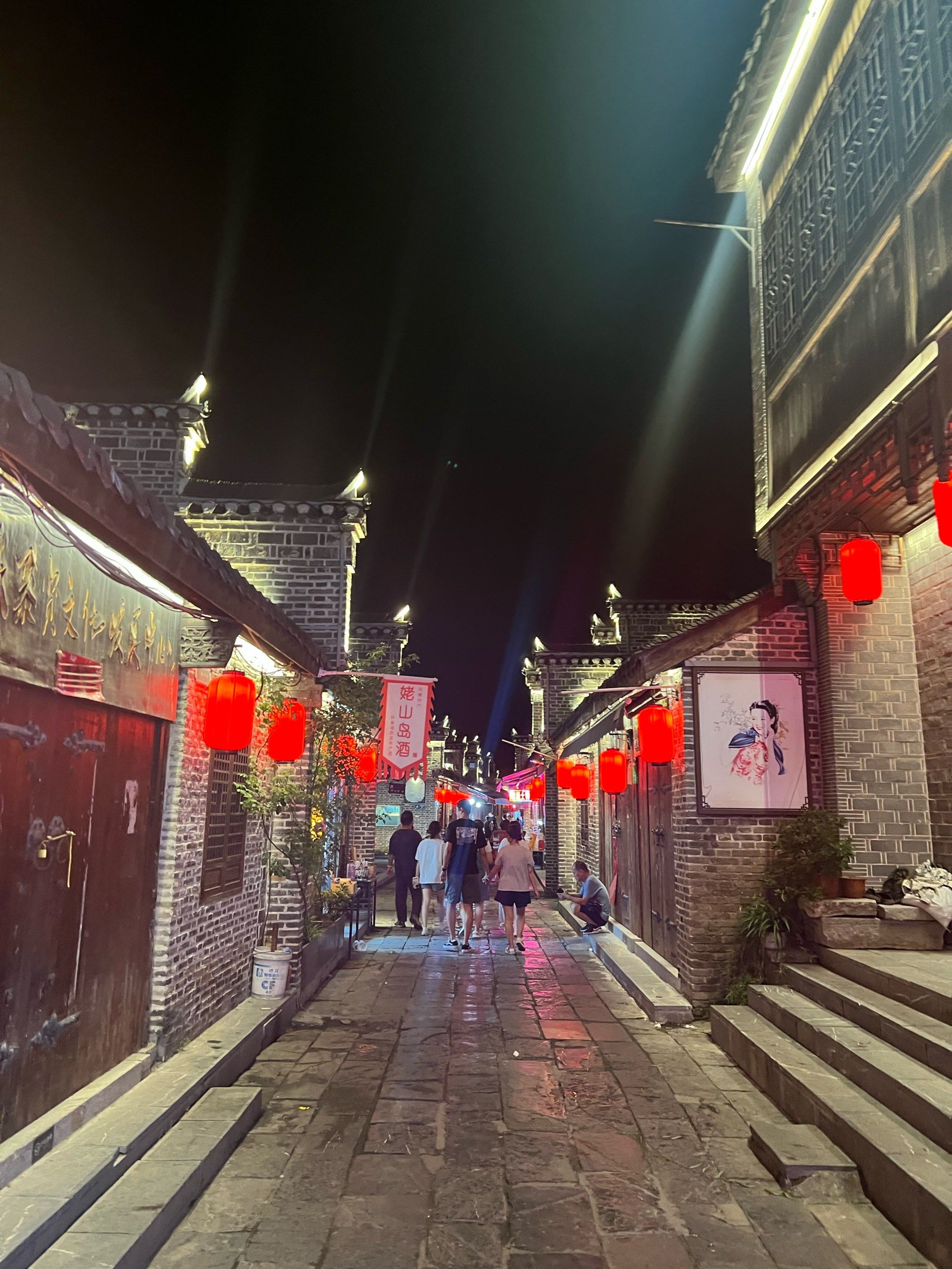 灯火阑珊下的老街漫步 夜晚的长临河古镇