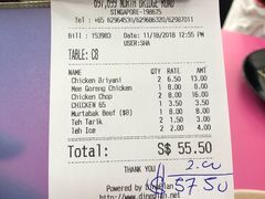 账单-新加坡Zam Zam餐馆
