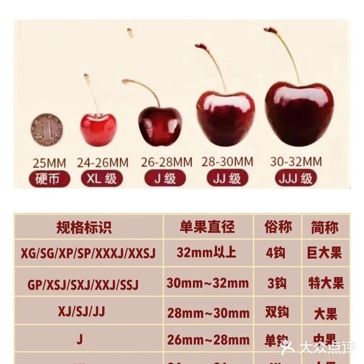 常见车厘子｜甜度大小｜一看就懂了