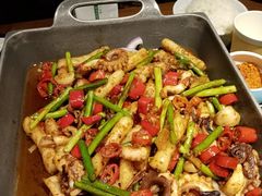 铁板八爪鱼炒年糕-老头儿油爆虾(星光一期店)