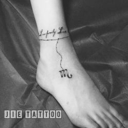 美女脚链+英文+星座♏️ 脚链纯手绘制成 纹身师：杰Tattoo刺青主理人 Tattoo artist：Jie·Tattoo TianJin.China-中国天津-杰TATTOO刺青