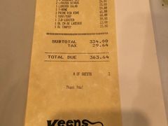 账单-Keens Steakhouse