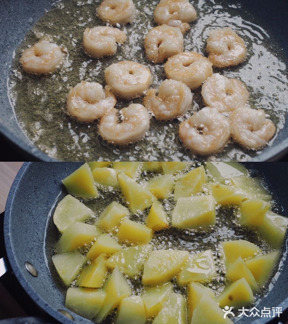 喝冰阔落神仙搭配的蜂蜜芥末与虾仁土豆