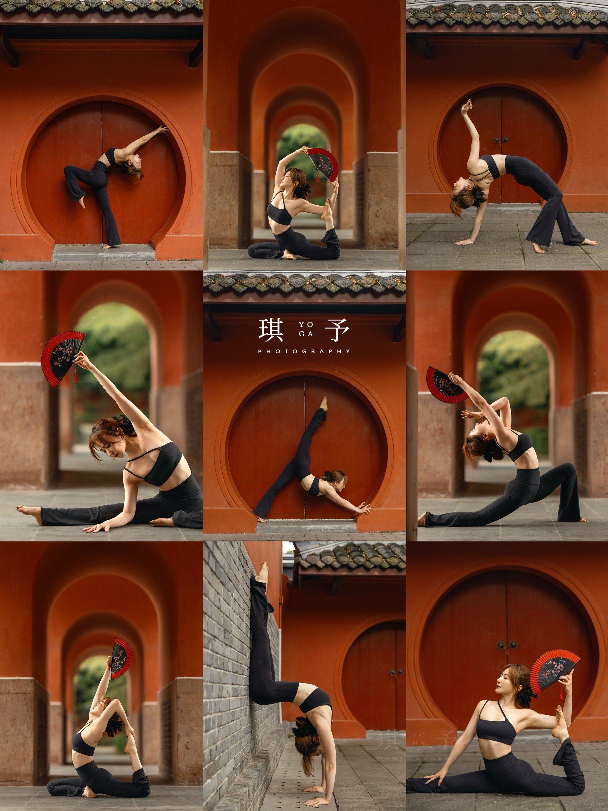 被追问无数次❗复古红墙瑜伽照,美的不像话