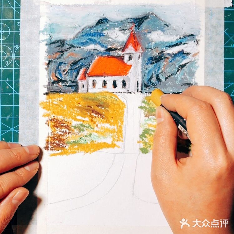 宅家坐地日行三万里，画个冰岛红顶教堂 油画棒是丹可林