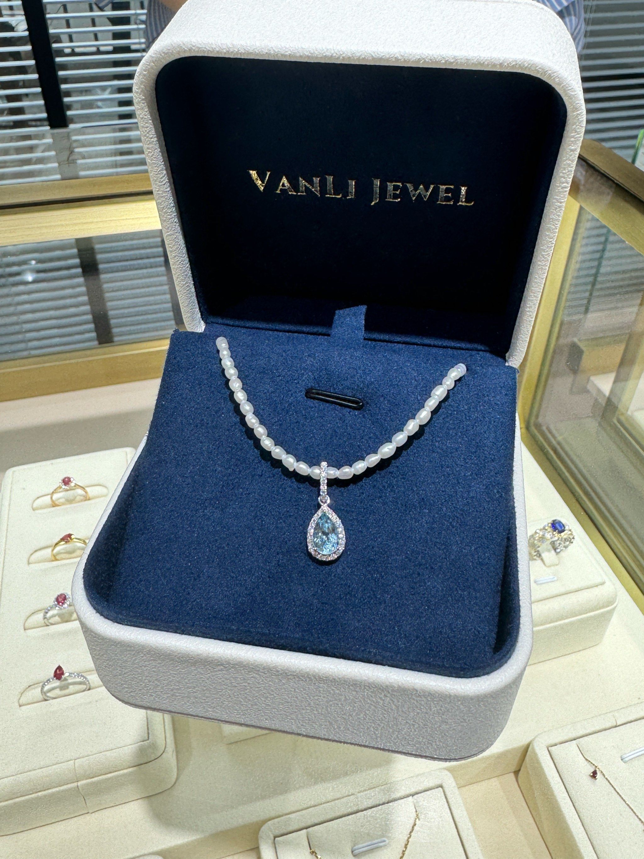 好漂亮的海蓝宝珍珠项链