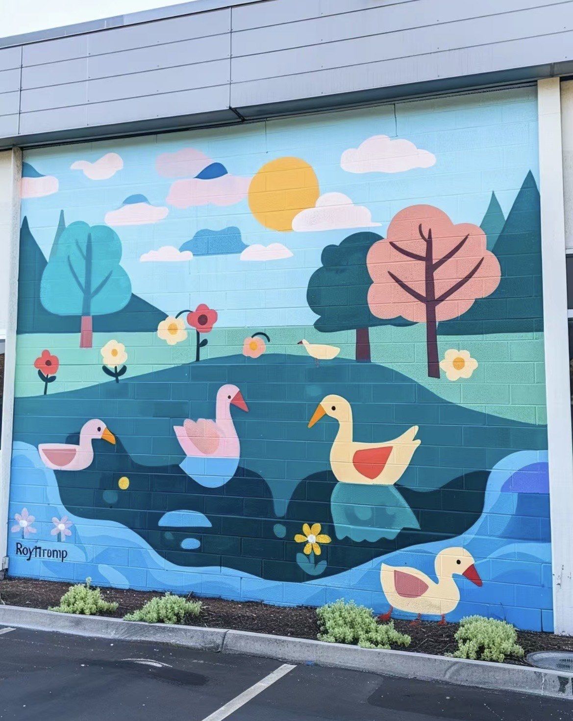 室外墙绘
可爱图案彩绘壁画
多彩
