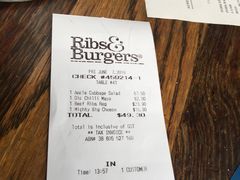 账单-Ribs & Burgers The Rocks